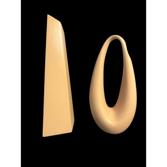 Vintage Modernist Tan Geometric Vase By Toyo Japan - Picture 7 of 7